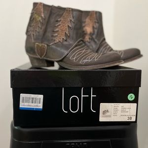 Loft brown cowboy ankle booties